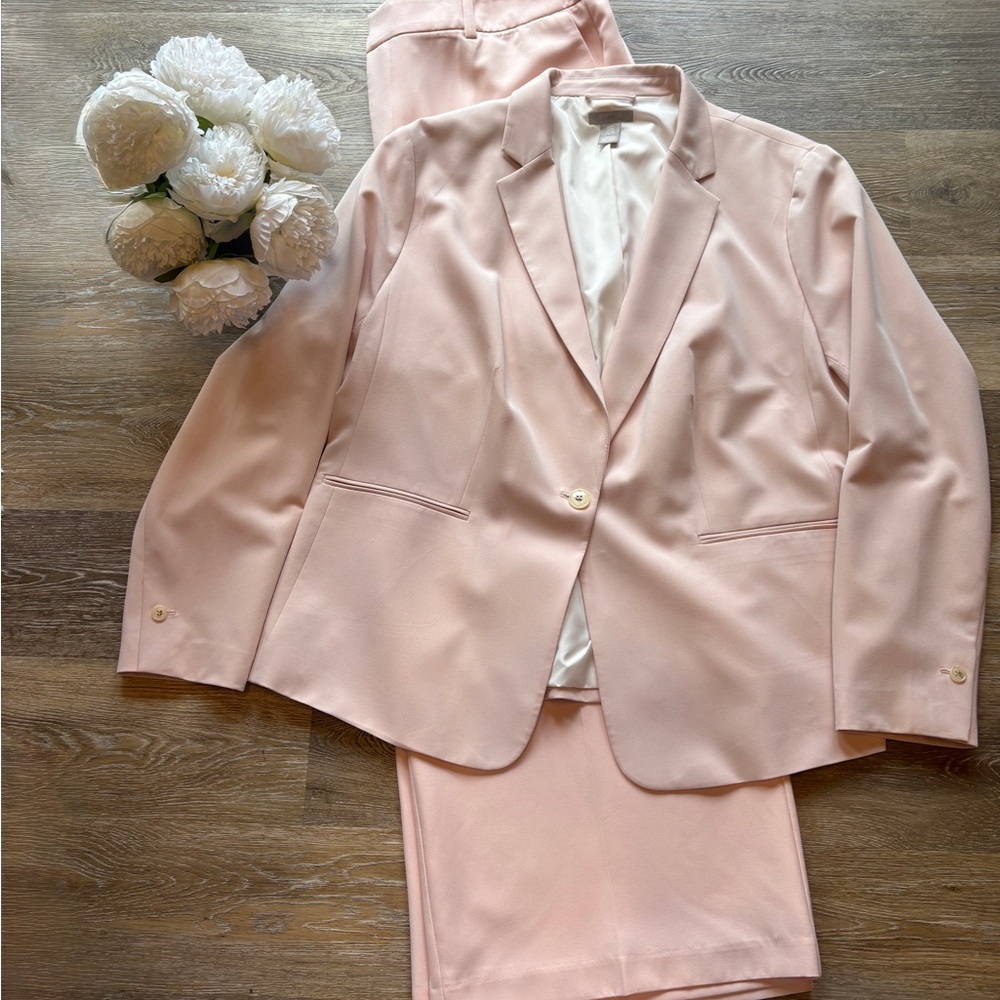 H&M Soft Pink Single-Button Suit Blazer Career Weekend XXL EUC Blush Dusty Rose